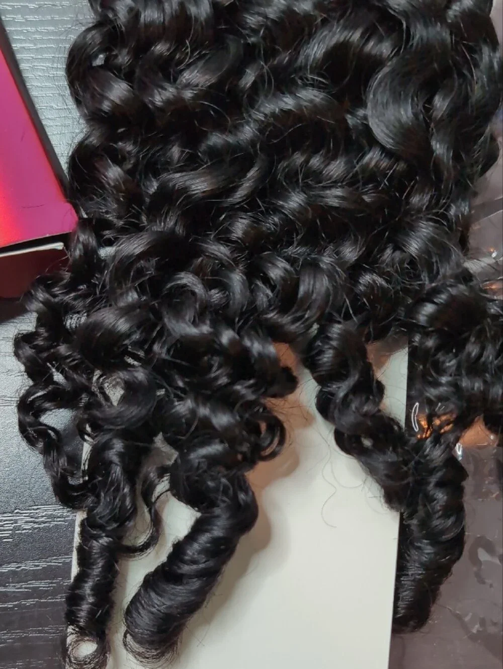 14-in 60 G Burmese Curly Feather Crochet Human Hair Natural Black Preseparated